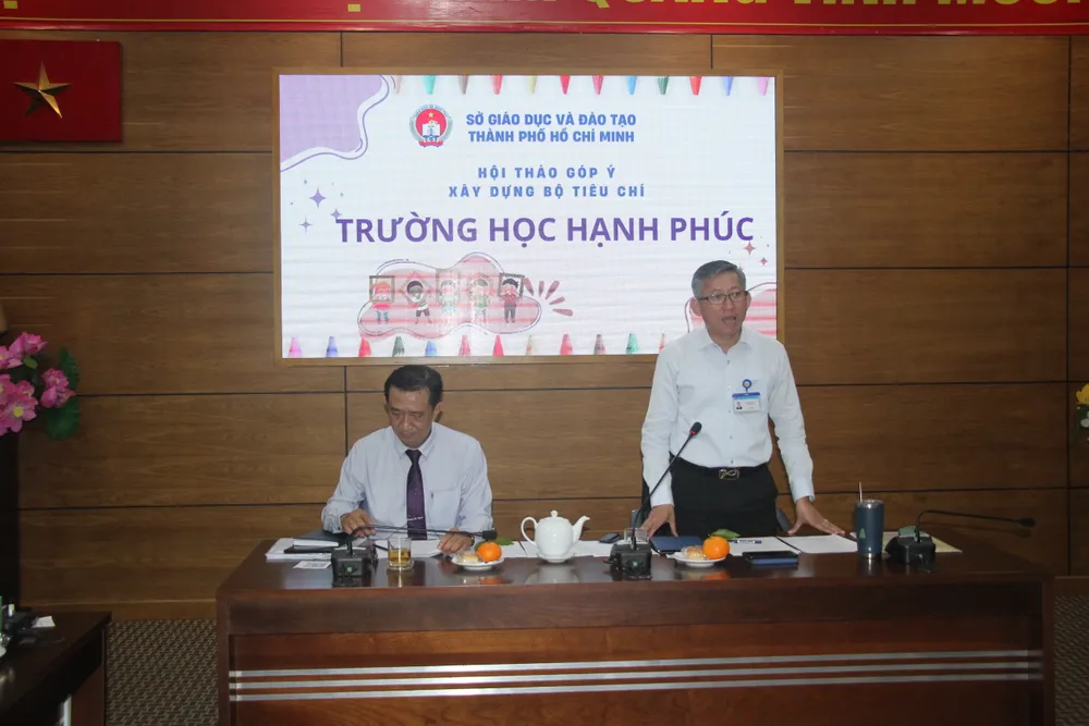 Phó Giám đốc Sở GD-ĐT TPHCM Dương Trí Dũng phát biểu tại hội thảo Phó Giám đốc Sở GD-ĐT TPHCM Dương Trí Dũng phát biểu tại hội thảo