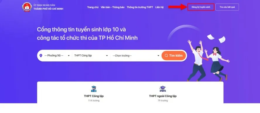 Cổng đăng ký tuyển sinh lớp 10 năm học 2026-2027 của TPHCM