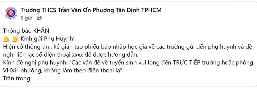 Cảnh báo chiêu lừa đảo mới về nộp hồ sơ tuyển sinh đầu cấp