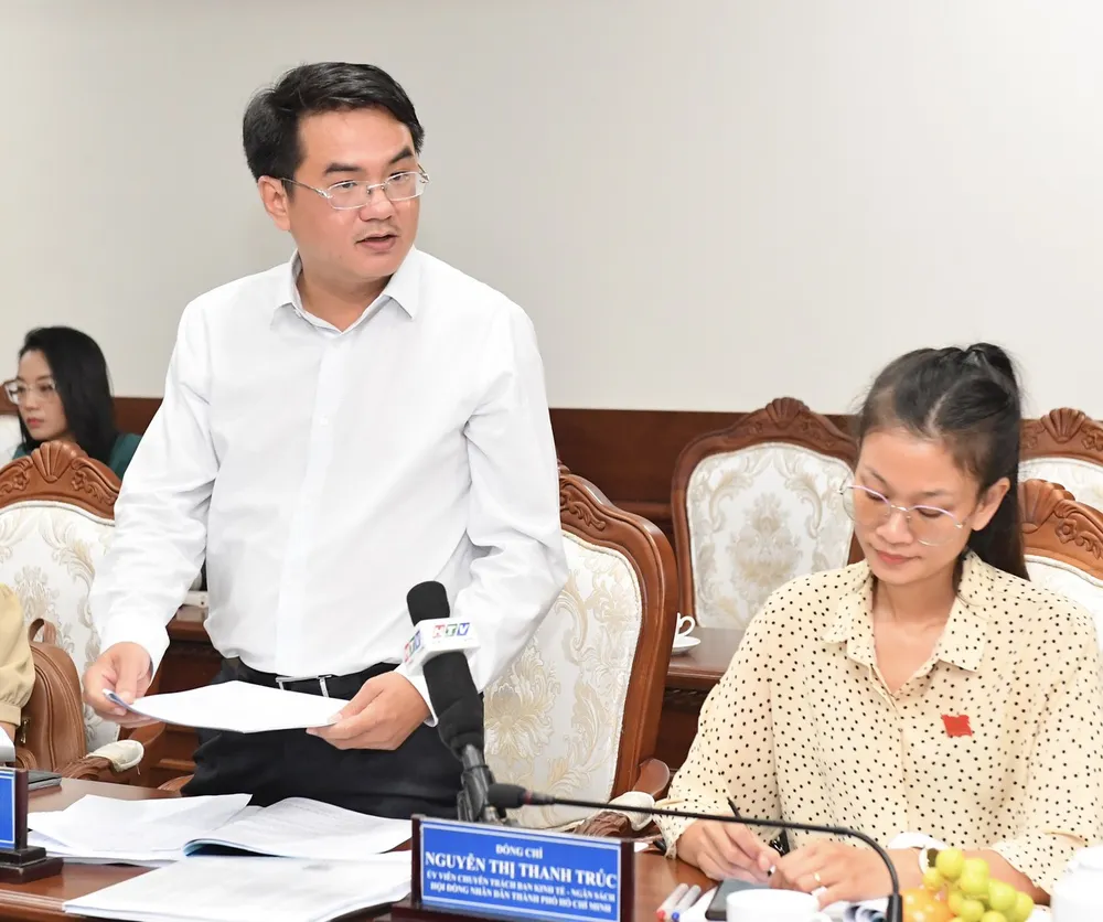 Đại diện Sở KH-ĐT TPHCM nêu ý kiến tại buổi khảo sát. Ảnh: VIỆT DŨNG