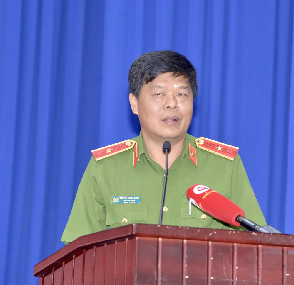 Thiếu tướng Nguyễn Thanh Hưởng, Phó Giám đốc Công an TPHCM phát biểu. Ảnh: CAO THĂNG
