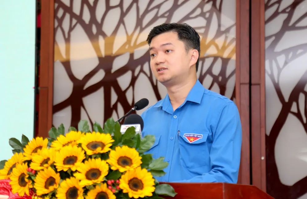 Chủ tịch Trung ương Hội Sinh viên Việt Nam Nguyễn Minh Triết phát biểu. Ảnh: THẢO LÊ