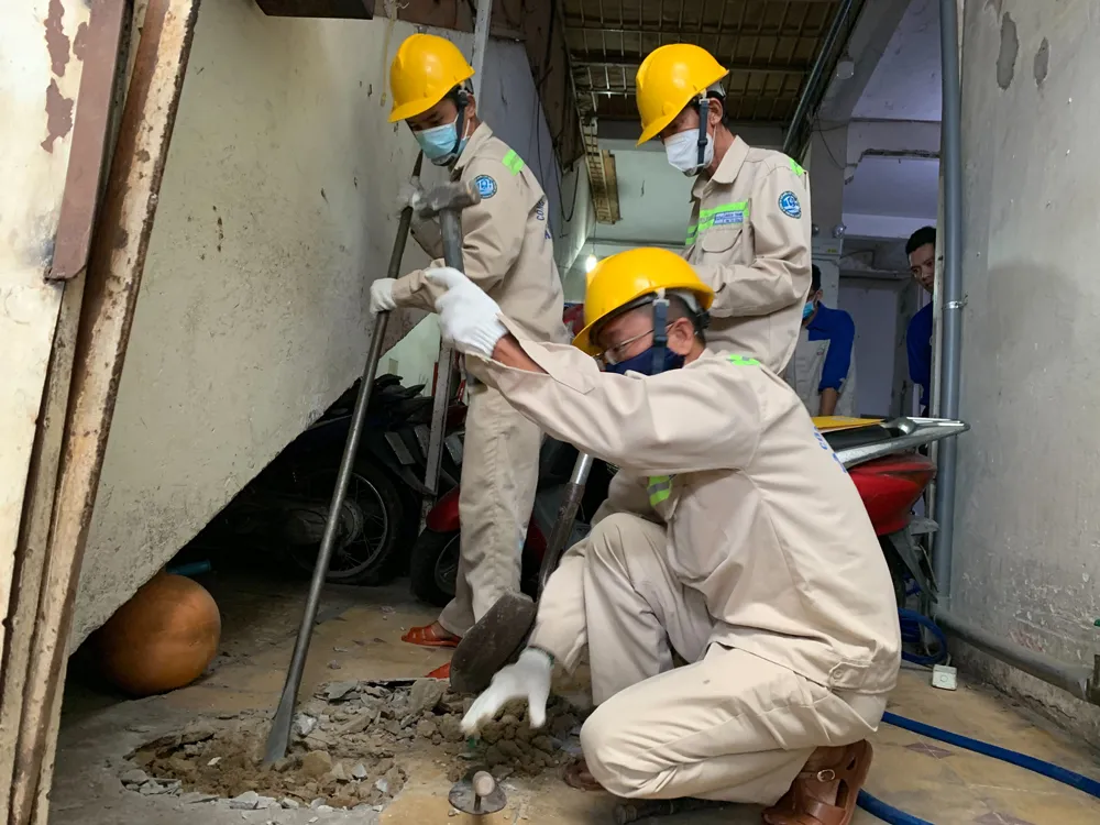 Trám lấp giếng khoan tại Chung cư Độc Lập