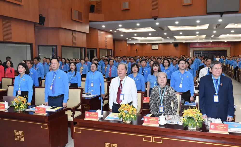 Các đại biểu tham dự Đại hội Công đoàn TPHCM ngày 23-9. Ảnh: VIỆT DŨNG