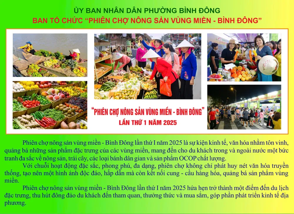 “Phiên chợ nông sản vùng miền – Bình Đông” lần thứ I sẽ tổ chức từ ngày 19 đến 27-12