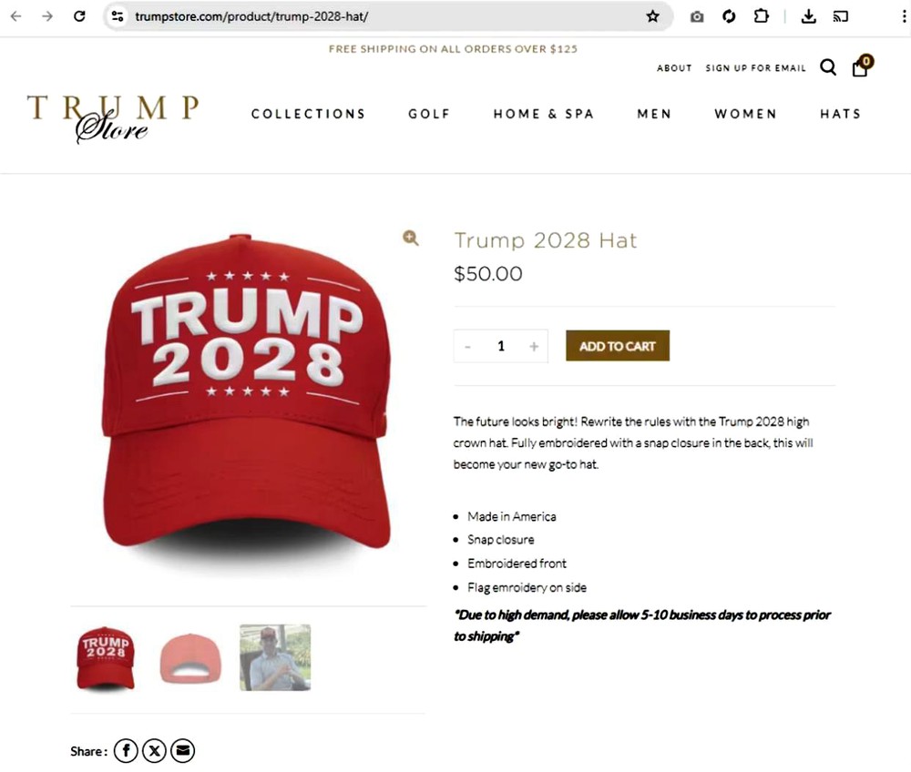 特朗普团队出售〈特朗普〉帽子