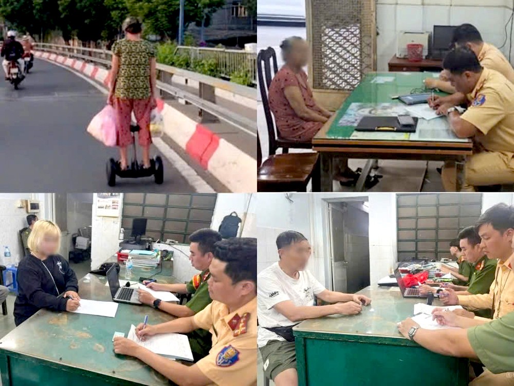 交警对多起使用电动平衡车、电动行李箱参加交通的场合予以处罚。