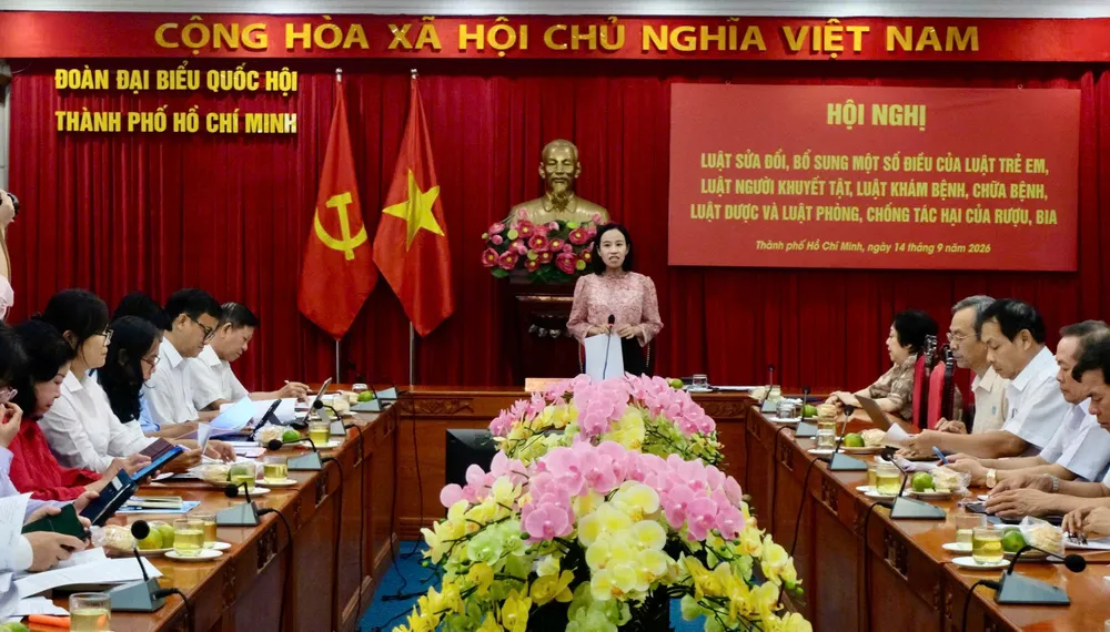 Đoàn ĐBQH TPHCM tổ chức Hội nghị lấy ý kiến góp ý dự thảo 5 luật. Ảnh: SONG MAI