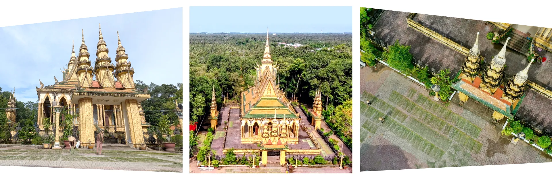 Người dân được phơi lát trước sân chùa - hình ảnh này được bắt gặp thường xuyên mỗi khi đến làng nghề chiếu Cà Hom - Bến Bạ. Ảnh: TÍN HUY nghe lam chieu-2.jpg