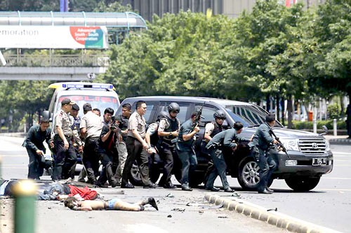 Hiện trường một vụ đánh bom tại Indonesia