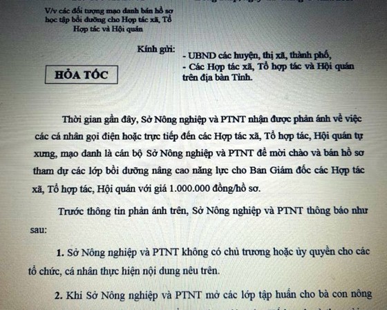 Cảnh báo đối tượng mạo danh cán bộ nông nghiệp bán hồ sơ trục lợi ảnh 1