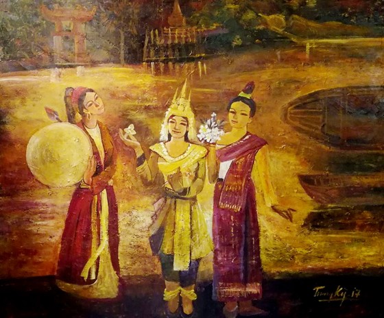 55 tác phẩm hội họa tham gia Triển lãm mỹ thuật Việt Nam - Lào - Campuchia ảnh 3