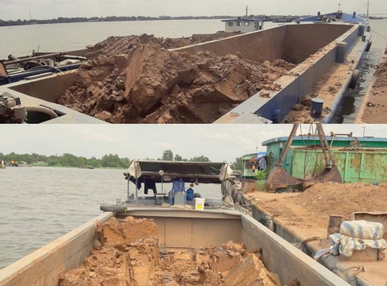 Phát hiện 7 sà lan có dấu hiệu khai thác đất sét trái phép ảnh 1