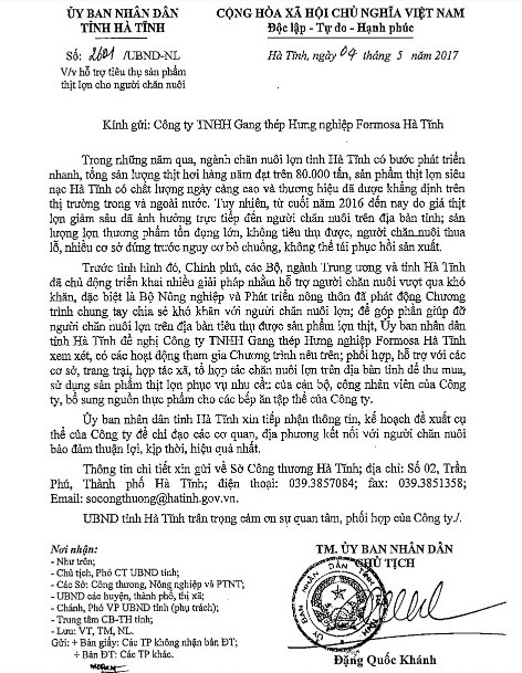 Hà Tĩnh đề nghị Công ty Formosa hỗ trợ tiêu thụ thịt heo cho người nuôi ảnh 1