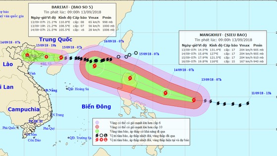 Siêu bão Mangkhut mạnh cấp 17 sẽ vào biển Đông sau khi bão số 5 suy yếu ảnh 1