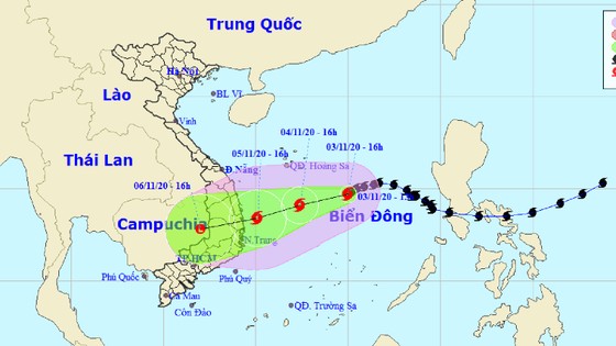 16 giờ ngày 5-11, bão số 10 mạnh cấp 8, giật cấp 10 ngay trên vùng biển từ Quảng Ngãi đến Khánh Hòa ảnh 1