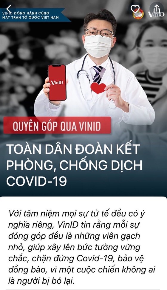 VinID trở thành kênh quyên góp ủng hộ phòng chống dịch Covid-19 ảnh 2