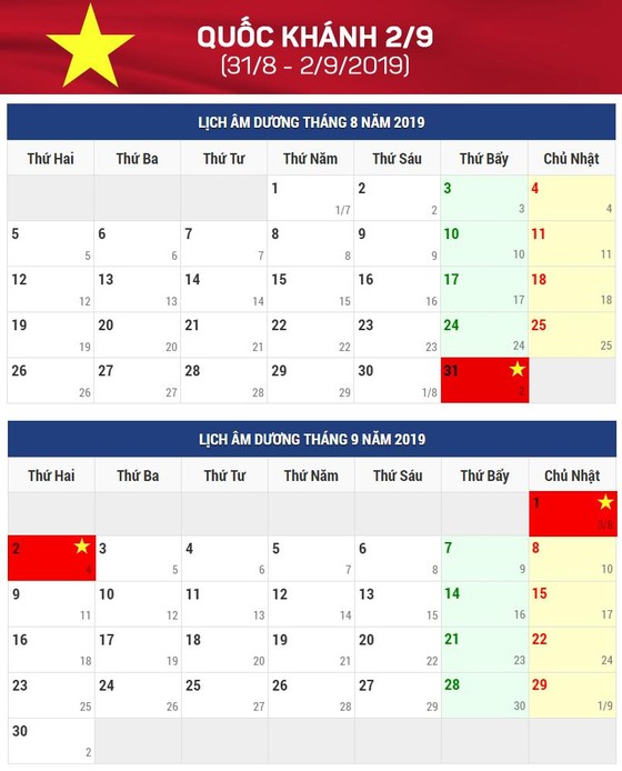 Lịch nghỉ lễ Quốc khánh 2-9 ảnh 1