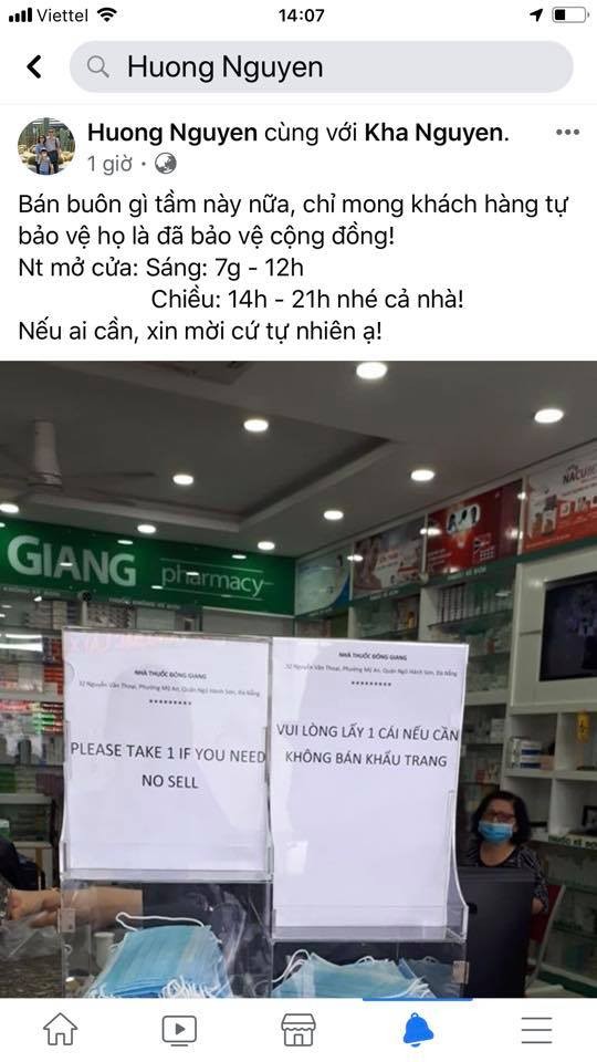 "Khẩu trang không bán, vui lòng lấy một cái nếu cần" ảnh 1