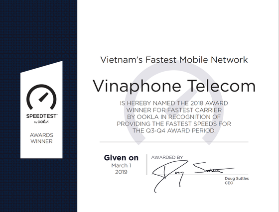 VinaPhone nhận giải thưởng Speedtest ảnh 1