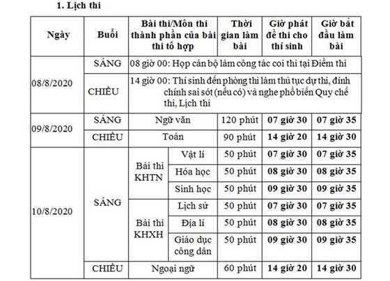 Bộ GD-ĐT công bố lịch thi tốt nghiệp THPT 2020 - ảnh 1