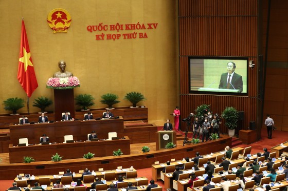 Phiên họp Quốc hội sáng 23-5. Ảnh: QUANG PHÚC