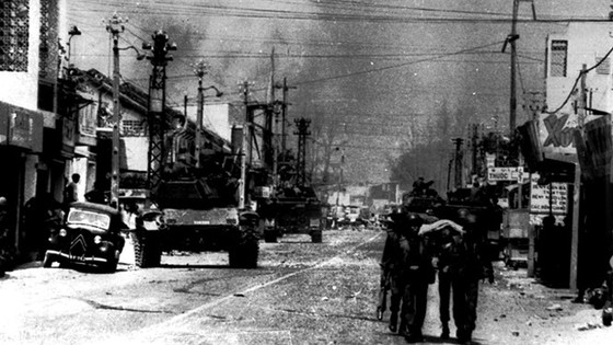 Một góc phố Sài Gòn trong Cuộc Tổng tiến công và nổi dậy Xuân Mậu Thân 1968. Ảnh tư liệu TTXVN