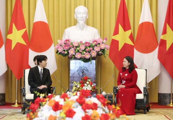 Phó Chủ tịch nước Võ Thị Ánh Xuân và Hoàng Thái tử Akishino trao đổi tại hội đàm. Ảnh: QUANG PHÚC ảnh 7