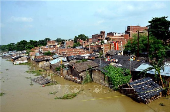 Cảnh ngập lụt tại Muzzaffarpur, bang Bihar, Ấn Độ ngày 18-7. Ảnh: THX/TTXVN
