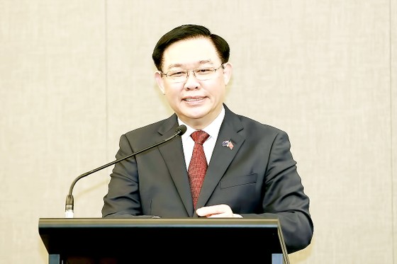 Chủ tịch Quốc hội Vương Đình Huệ phát biểu  tại Diễn đàn Hợp tác kinh tế Việt Nam - New Zealand. Ảnh: TTXVN