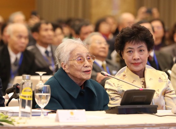 Nguyên Phó Chủ tịch nước Nguyễn Thị Bình phát biểu tại lễ kỷ niệm 50 năm Ngày ký Hiệp định Paris vào ngày 17-1-2023. Ảnh: QUANG PHÚC