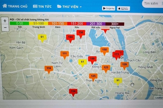 Chỉ số chất lượng không khí tại Hà Nội vào chiều 28-11 đã được cải thiện nhưng vẫn ở mức xấu