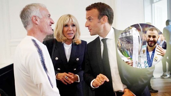 Tổng thống Macron và HLV Deschamps. Ảnh Marca.