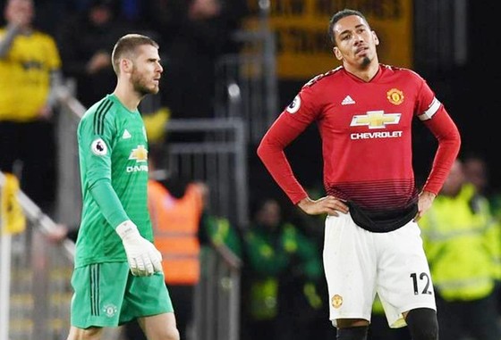 Vẻ thất vọng của các ngôi sao Man.United sau thất bại. Ảnh: Getty Images    
