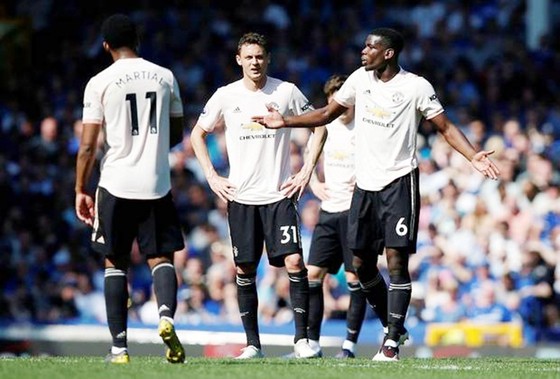 Vẻ thất vọng của các ngôi sao Man.United đang lộ rõ. Ảnh: Getty Images      