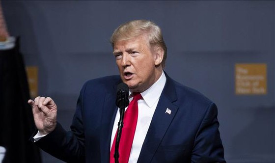 Tổng thống Mỹ Donald Trump phát biểu tại một sự kiện ở New York ngày 12-11-2019. Ảnh: THX/TTXVN