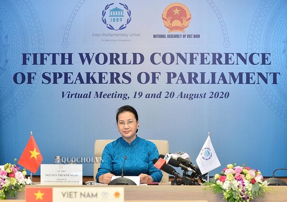 Chủ tịch Quốc hội Nguyễn Thị Kim Ngân tham dự Hội nghị trực tuyến Hội nghị thượng đỉnh các Chủ tịch Quốc hội thế giới lần thứ 5