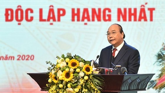 BAN BIÊN TẬP  Thủ tướng Nguyễn Xuân Phúc phát biểu tại Hội nghị. Ảnh: VGP