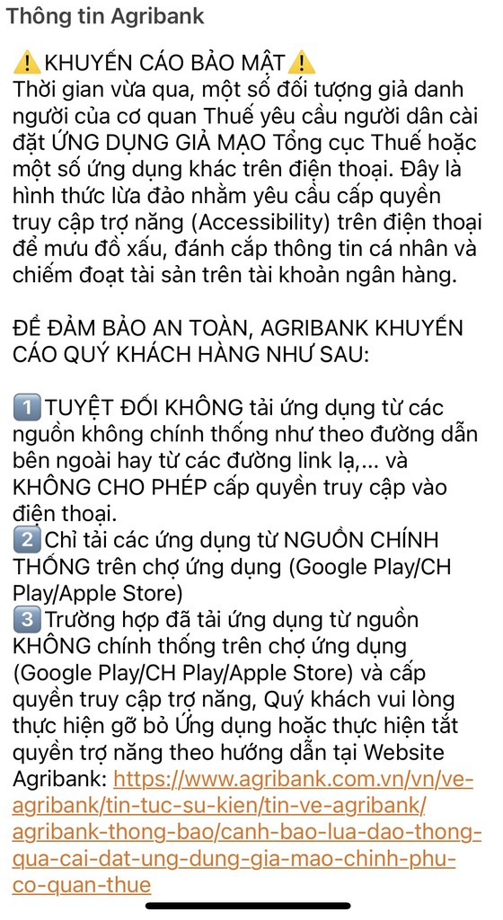 Ngân hàng Agribank cảnh báo thủ đoạn lừa đảo qua ứng dụng giả mạo ảnh 2