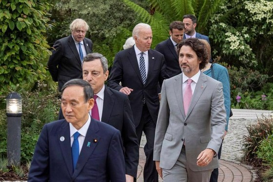 Các nhà lãnh đạo G7 dự thượng đỉnh ở Cornwall, Anh, hôm 11/6 - Ảnh: Reuters. ảnh 1 Các nhà lãnh đạo G7 dự thượng đỉnh ở Cornwall, Anh, hôm 11/6 - Ảnh: Reuters.