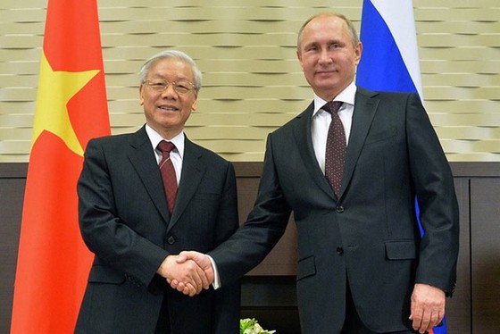 Tổng Bí thư Nguyễn Phú Trọng và Tổng thống Nga Vladimir Putin trong cuộc hội đàm tại Sochi tháng 11-2014. Ảnh: SPUTNIK