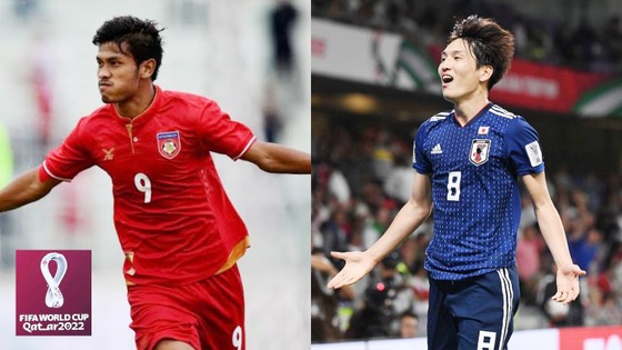 Tuyển Nhật Bản (phải) có khởi đầu thuận lợi bằng chiến thắng 2 - 0 ngay trên sân Myanmar
