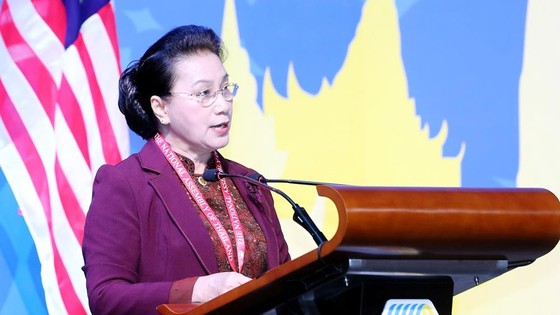 Chủ tịch Quốc hội Nguyễn Thị Kim Ngân phát biểu tại Đại hội đồng AIPA 40. Ảnh: TTXVN