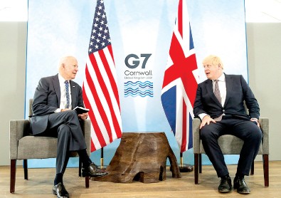 Tổng thống Mỹ Joe Biden và Thủ tướng Anh Boris Johnson tại một cuộc gặp trước thềm Hội nghị thượng đỉnh G7