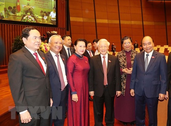 Tổng Bí thư, Chủ tịch nước Nguyễn Phú Trọng và các đại biểu tại phiên khai mạc. (Ảnh: Trọng Đức/TTXVN)