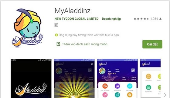 Ứng dụng Myaladdinz trên Google Play. (Ảnh chụp màn hình)