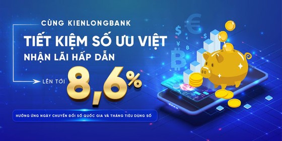 Trong tháng Tiêu dùng số, khách hàng gửi tiết kiệm trực tuyến tại KienlongBank sẽ được hưởng mức lãi suất ưu đãi lên đến 8,6%/năm