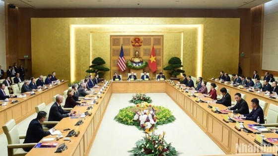 Toàn cảnh Hội nghị cấp cao Việt Nam-Hoa Kỳ về Đầu tư và đổi mới sáng tạo.