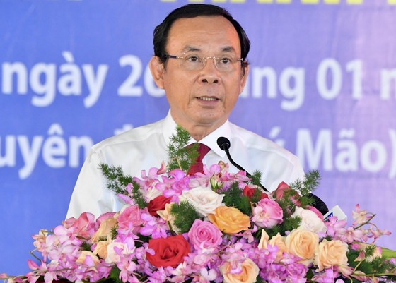 Bí thư Thành ủy TPHCM Nguyễn Văn Nên phát biểu tại buổi họp mặt, ngày 26-1-2023 Ảnh: VIỆT DŨNG