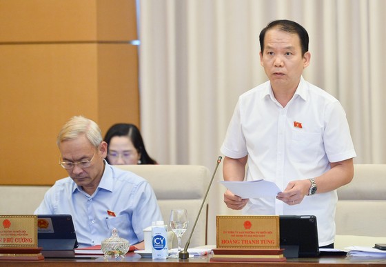 Chủ nhiệm Ủy ban Pháp luật Hoàng Thanh Tùng trình bày báo cáo thẩm tra sơ bộ tại phiên họp